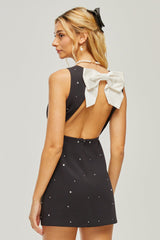 Sandrine Fiyonk Süslü Kolsuz Sırtı Açık Mini Elbise