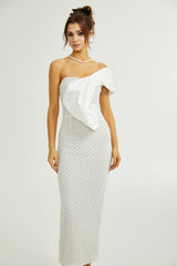 Akira Sahte İnci Omuz Açık Elbise