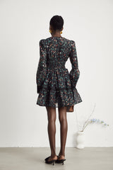 Aimée Çiçek Desenli İşlemeli Mini Elbise