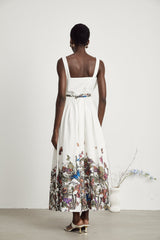 Thaïs Çiçek Desenli Midi Elbise