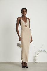 Kuzukulağı Süslü Kesik Midi Elbise