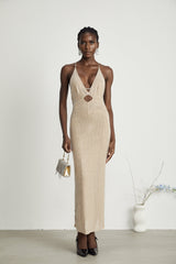 Kuzukulağı Süslü Kesik Midi Elbise