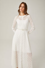 Aélis Suni İnci İşlemeli, Dantel Detaylı Midi Elbise
