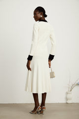 Cécilie Kontrast Şeritli Örme Gömlek Elbise