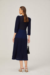 Élodie Örme Uzun Kollu Midi Elbise, Mavi