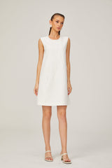 Elisabeth A Kesim Kolsuz Boncuklu Tüvit Mini Elbise Beyaz