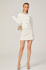 Désirée Beyaz Süslemeli Örme Hırka