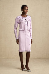 Estelle Mor Sahte Çiçekli Örme Hırka & Elbise Eşleştirme Seti