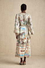 Léna İpek Kemerli V Yaka Midi Elbise