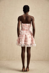 Lilou 3 Boyutlu Yaprakları Kıvrımlı Mini Elbise