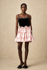 Iwa Kontrast Renkli İlmekli Pileli Mini Elbise