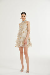 Viaua Halter Çiçekli Elmas Mini Elbise