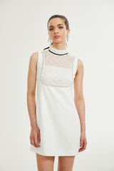 Adrielle Beyaz Suni İnci Mini Elbise