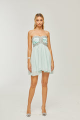 Priscille Kristal Zarif Omuzları Açık Elbise