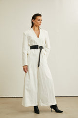 Thibaulte Beyaz Kemerli V Yaka Tulum