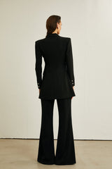 Justine Siyah Fiyonklu Kesim Blazer Takım Elbise