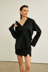 Coralie Dantel Panelli Saten Gömlek