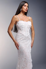 Vandra Kolsuz Dantel Yırtmaçlı Uzun Elbise