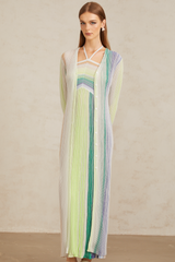 Serelith Yeşil Metalik Örgü Uzun Hırka