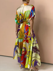 Saten Baskılı Bağcıklı Etek Takımı