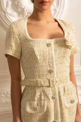 Dokulu Mini Elbise, Eşleşen Bel Kemeri