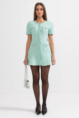 Kısa Kollu Elmas Mini Elbise