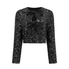 Nerissa Önü Bağcıklı Payetli Ceket