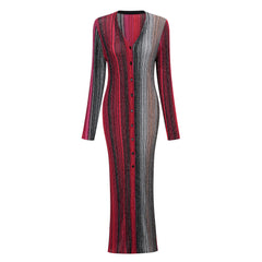 Serelith Kırmızı Metalik Örgü Uzun Hırka