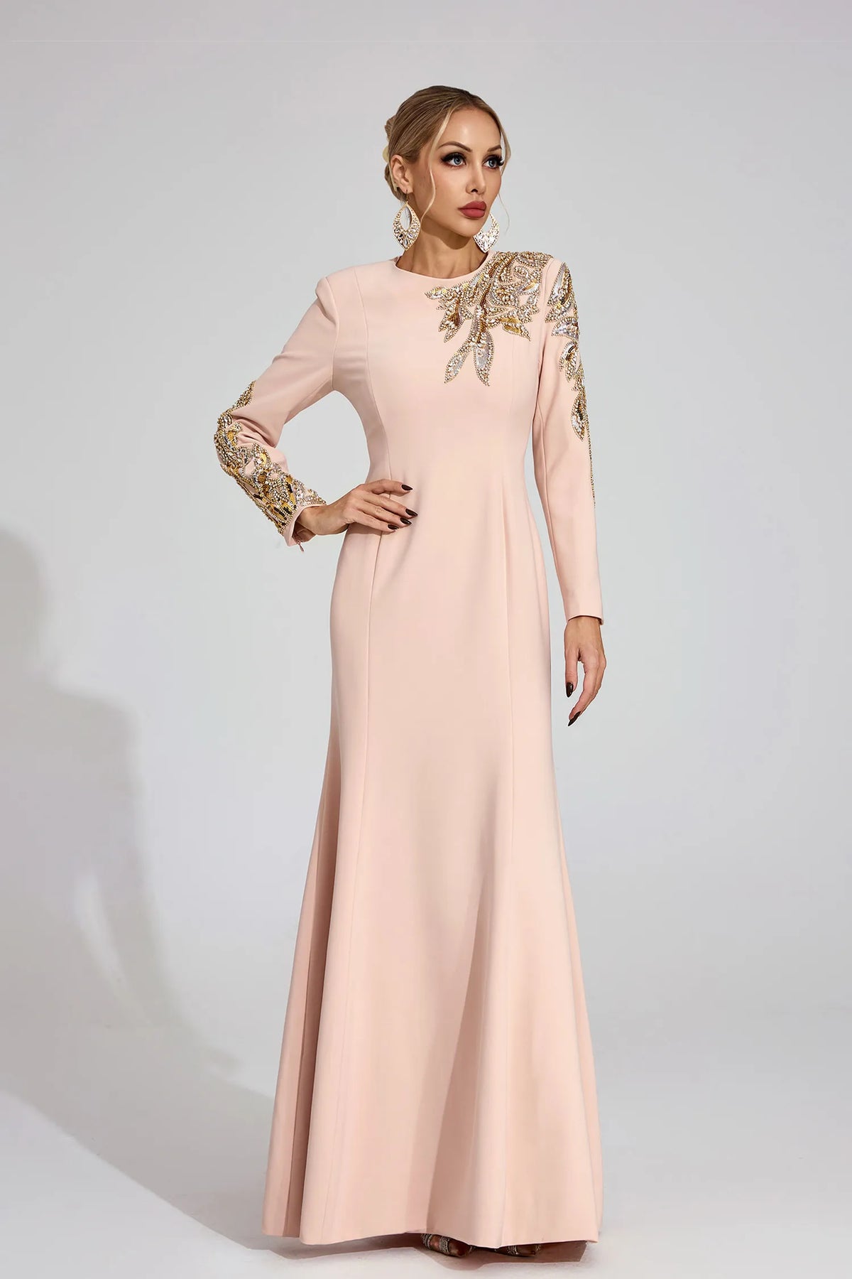 Melusine Siyah Zarif Maxi Elbise