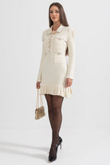Örme dokulu elbise - Fildişi