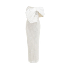 Akira Sahte İnci Omuz Açık Elbise