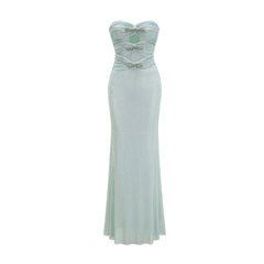 Sebille Süslü Fiyonk Detaylı Maksi Elbise