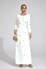 Tallulah Beyaz Yıldız Maxi Elbise