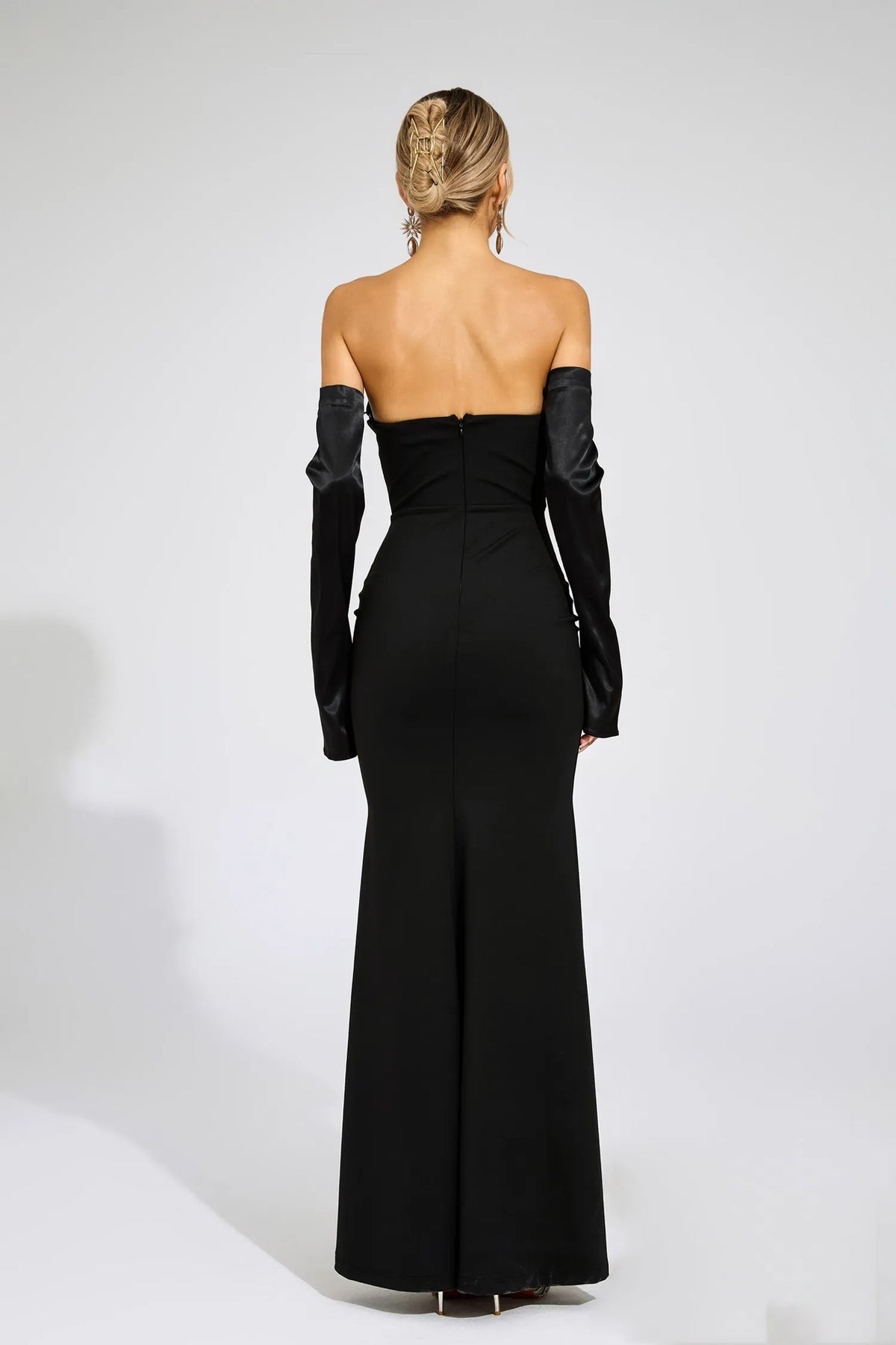 Sidonie Siyah Off Shoulder Bandaj Maxi Elbise