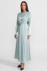 Carmela Drapeli Üst Katmanlı ve Düğüm Detaylı Saten Midi Elbise