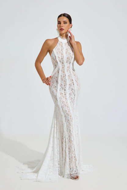 Versace Halter Dantel Deniz Kızı Maxi Elbise