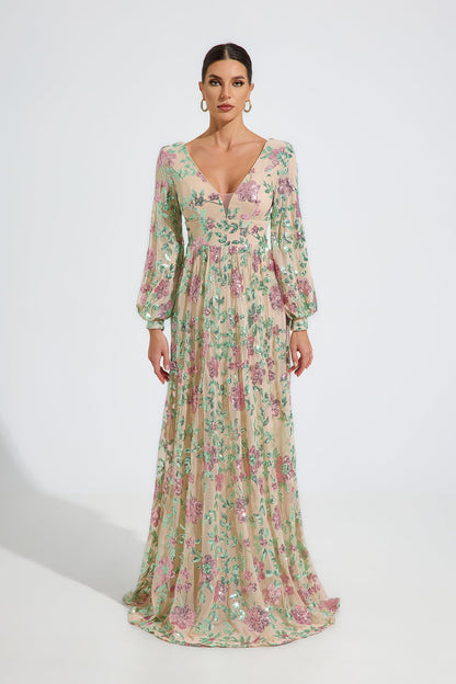 Amabel Blossom Nakışlı Maxi Elbise