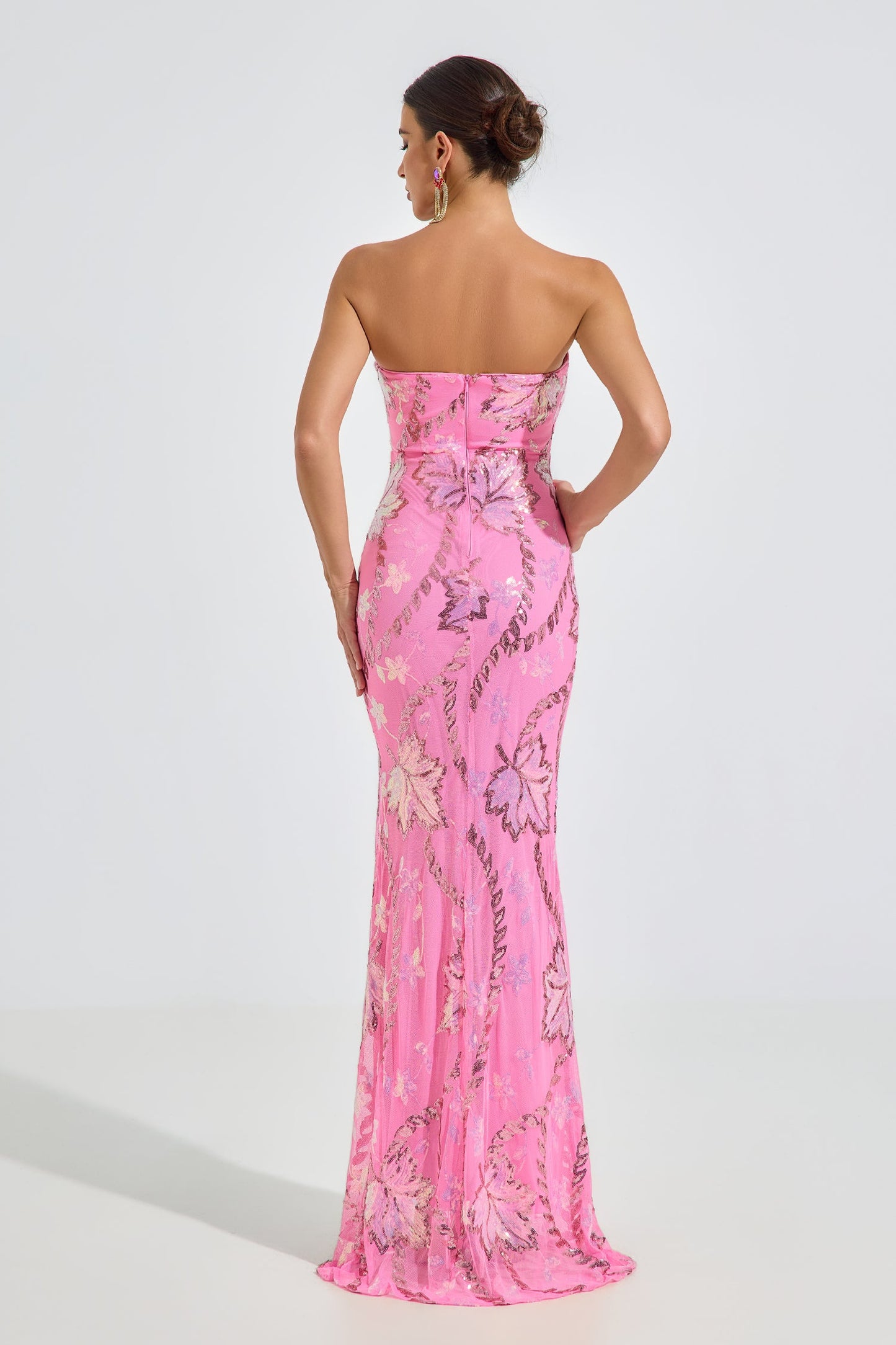Halston Blossom Strapless Maxi Elbise