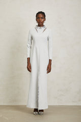 Magdalena Açık Gri Kristal İşlemeli Uzun Elbise