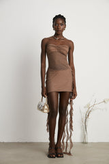 Rivi Yarı Şeffaf Elbise Desenli Mini Elbise