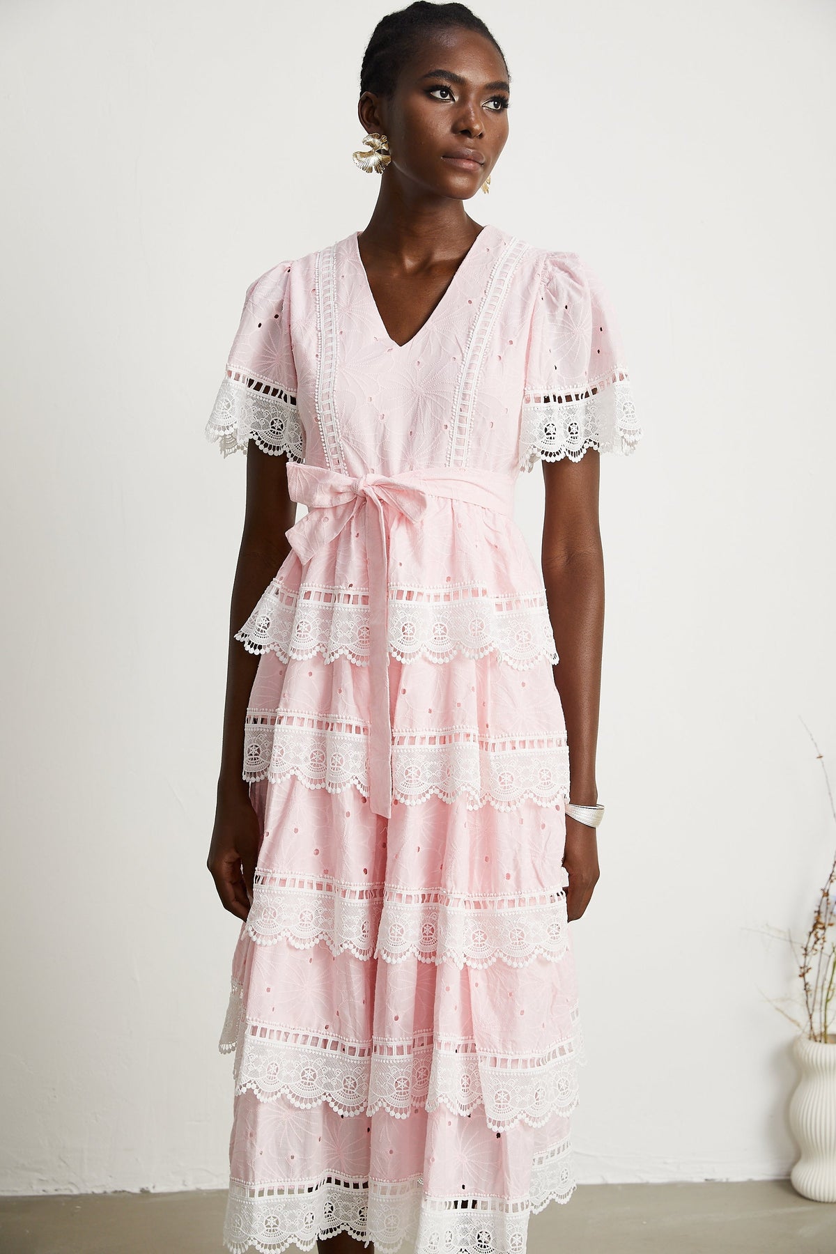 Valérie Dantel Süslü Papyonlu Midi Elbise