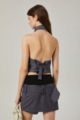 Coralie Önü Bağcıklı Üst Ve Etek Eşleştirme Seti