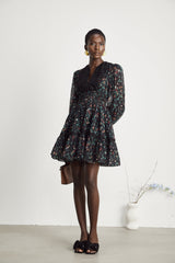 Aimée Çiçek Desenli İşlemeli Mini Elbise