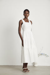 Rosalie Puantiyeli Dantel Süslemeli Midi Elbise