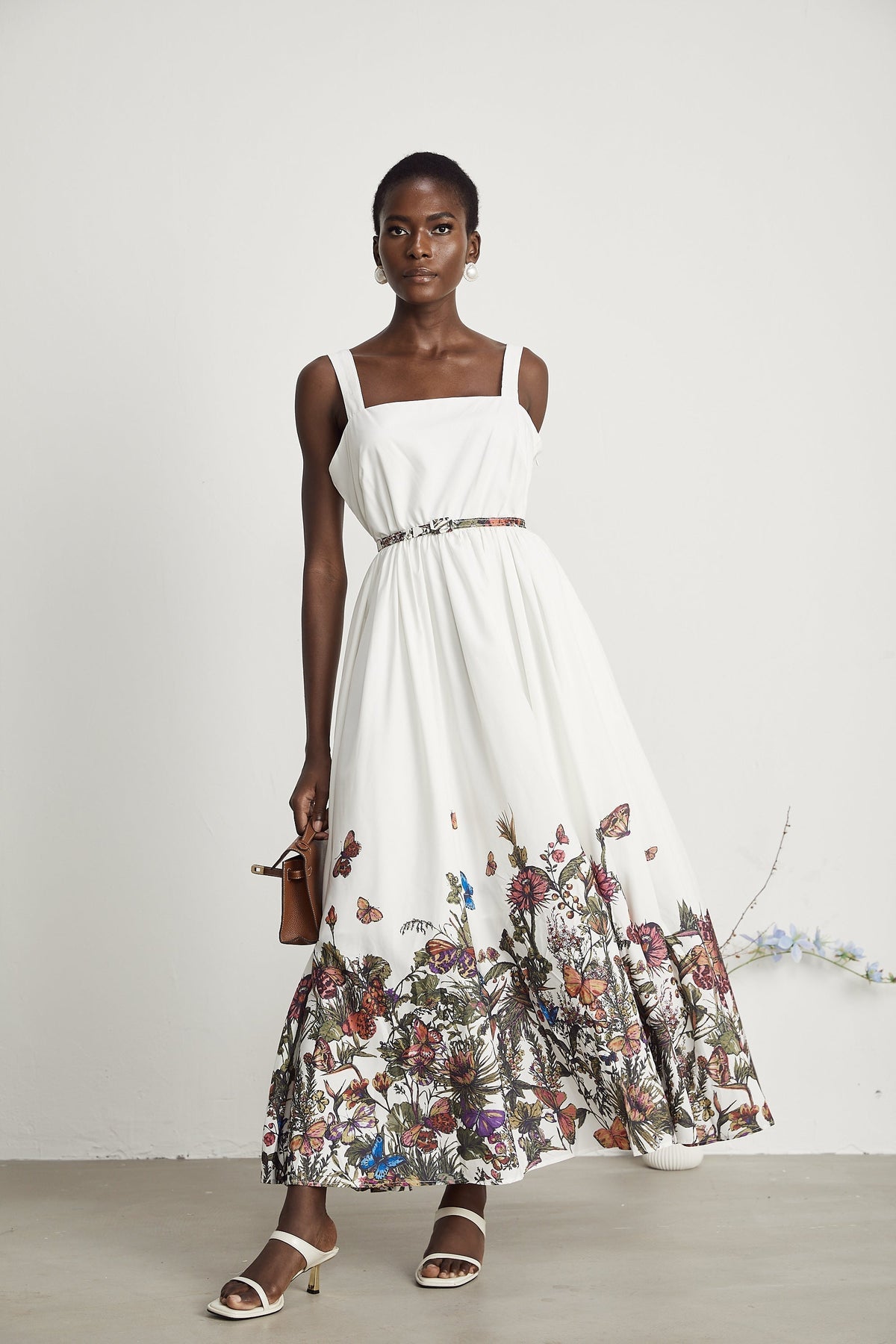 Thaïs Çiçek Desenli Midi Elbise