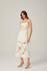 Allegra Asimetrik Pilili Midi Elbise