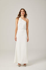 Sophie Beyaz Çiçek Aplikeli Elbise Desenli Maksi Elbise