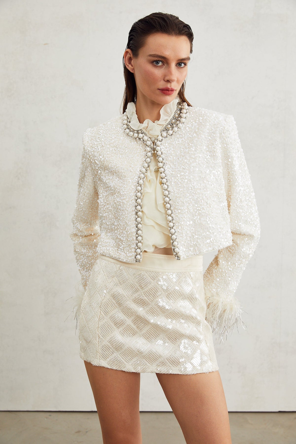 Sandrine Sahte İnci Elbiseli Ceket