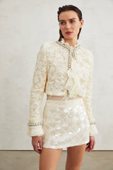 Madeleine çiçekli sahte inci süslemeli ceket