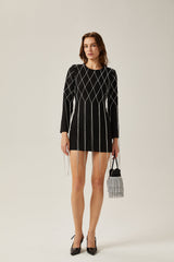 Mireille Siyah Kristal Süslemeli Mini Elbise